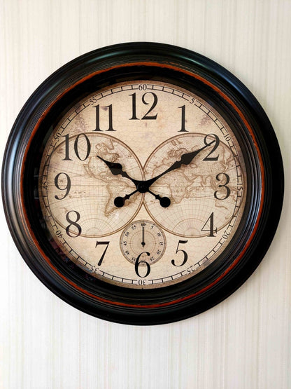 Funkytradition Royal Designer Big Font World Map Wall Clock Watch Decor For Home Office And Gifts 50