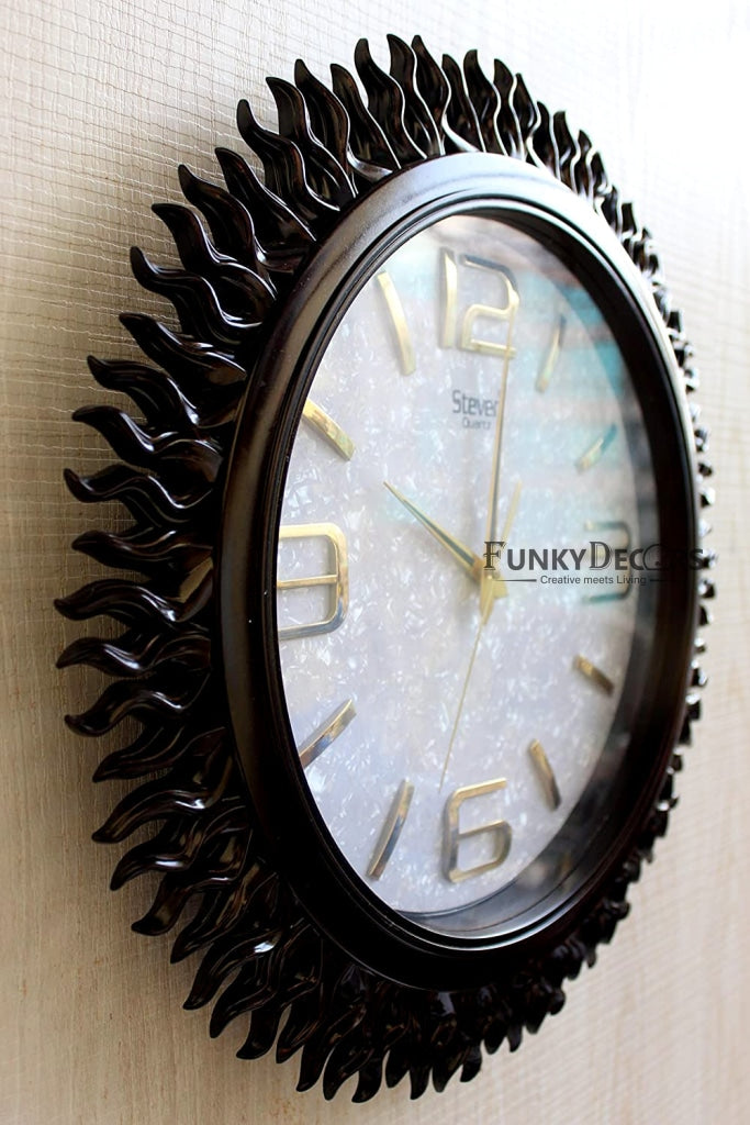 FunkyDecors Royal Designer Big Sun Shaped Wall Clock Watch Decor For Home Office And Gifts 45 Cm