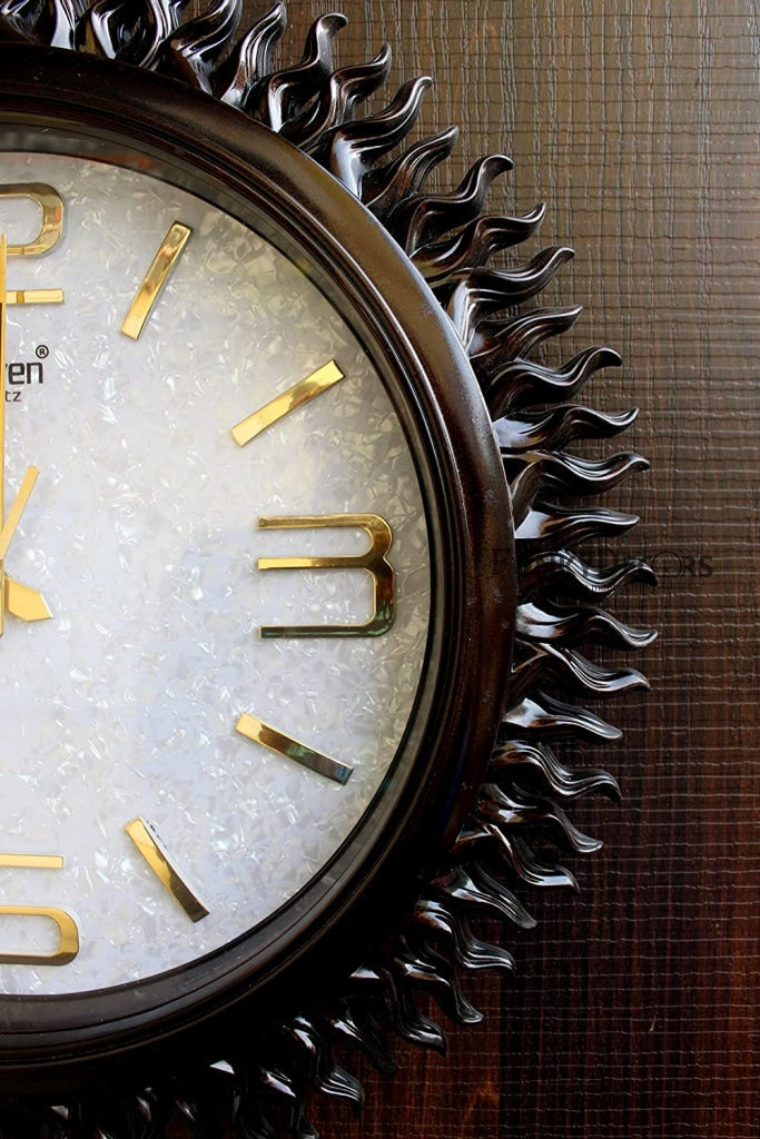 FunkyDecors Royal Designer Big Sun Shaped Wall Clock Watch Decor For Home Office And Gifts 45 Cm
