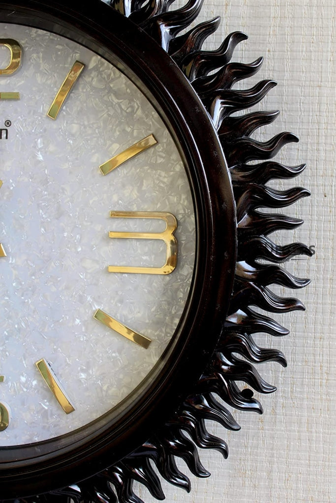 FunkyDecors Royal Designer Big Sun Shaped Wall Clock Watch Decor For Home Office And Gifts 45 Cm