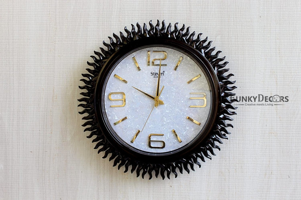 FunkyDecors Royal Designer Big Sun Shaped Wall Clock Watch Decor For Home Office And Gifts 45 Cm