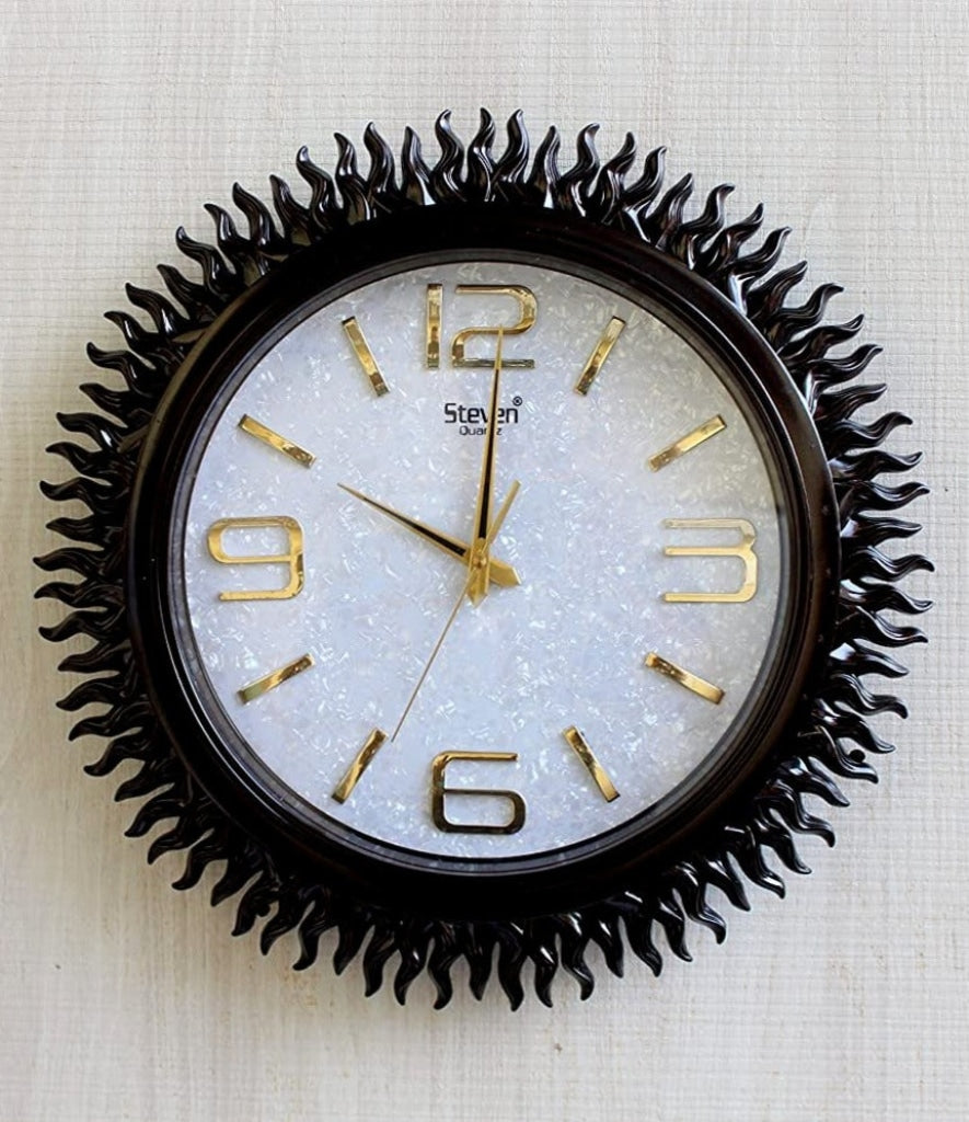 FunkyDecors Royal Designer Big Sun Shaped Wall Clock Watch Decor For Home Office And Gifts 45 Cm