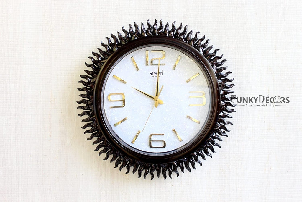 FunkyDecors Royal Designer Big Sun Shaped Wall Clock Watch Decor For Home Office And Gifts 45 Cm