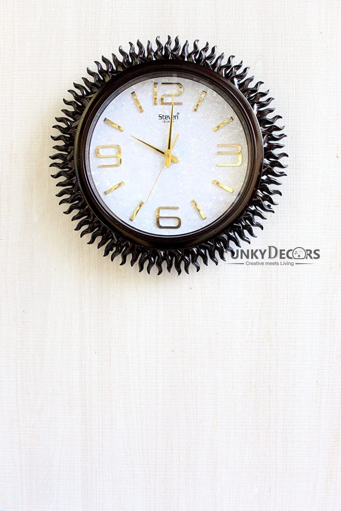 FunkyDecors Royal Designer Big Sun Shaped Wall Clock Watch Decor For Home Office And Gifts 45 Cm
