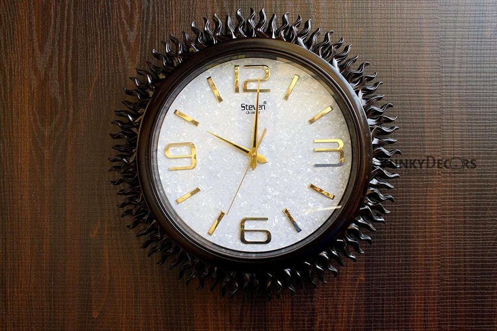 FunkyDecors Royal Designer Big Sun Shaped Wall Clock Watch Decor For Home Office And Gifts 45 Cm