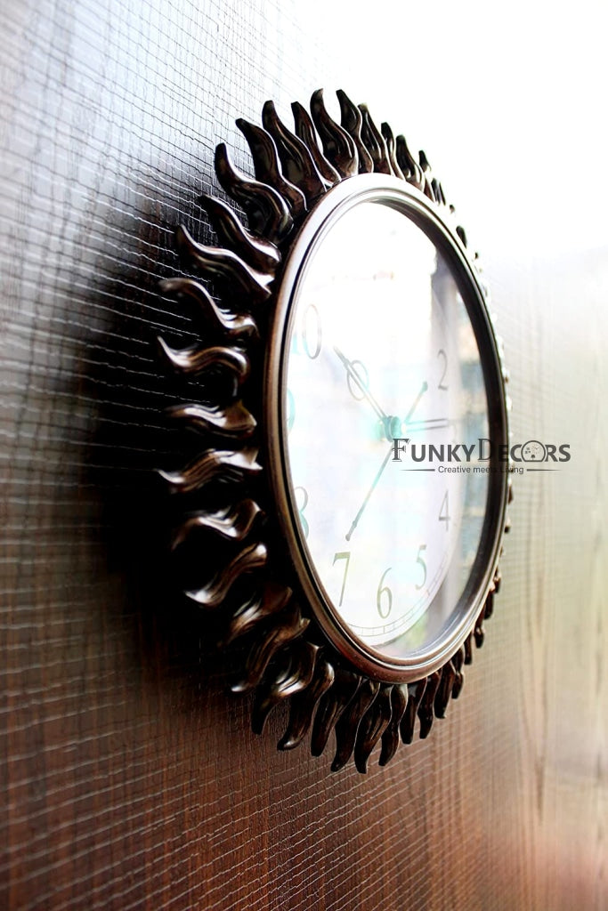FunkyDecors Royal Designer Brown Sun Shaped Wall Clock Watch Decor For Home Office And Gifts 31