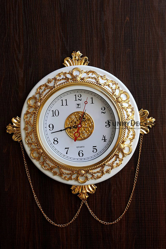 Funkytradition Royal Designer Gold Plated Premium Wall Clock For Home Office Decor And Gifts