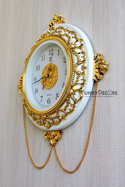 Funkytradition Royal Designer Gold Plated Premium Wall Clock For Home Office Decor And Gifts