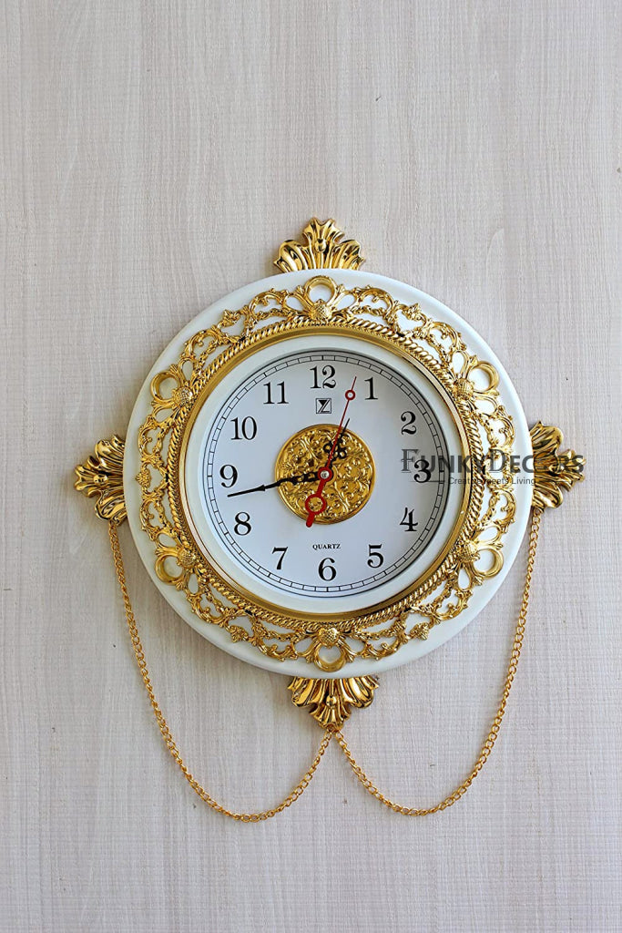 Funkytradition Royal Designer Gold Plated Premium Wall Clock For Home Office Decor And Gifts