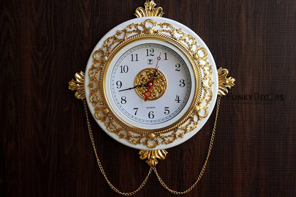 Funkytradition Royal Designer Gold Plated Premium Wall Clock For Home Office Decor And Gifts