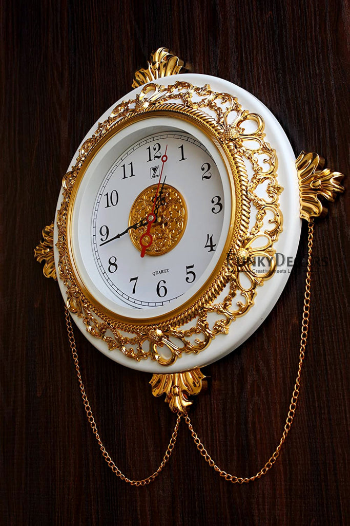 Funkytradition Royal Designer Gold Plated Premium Wall Clock For Home Office Decor And Gifts