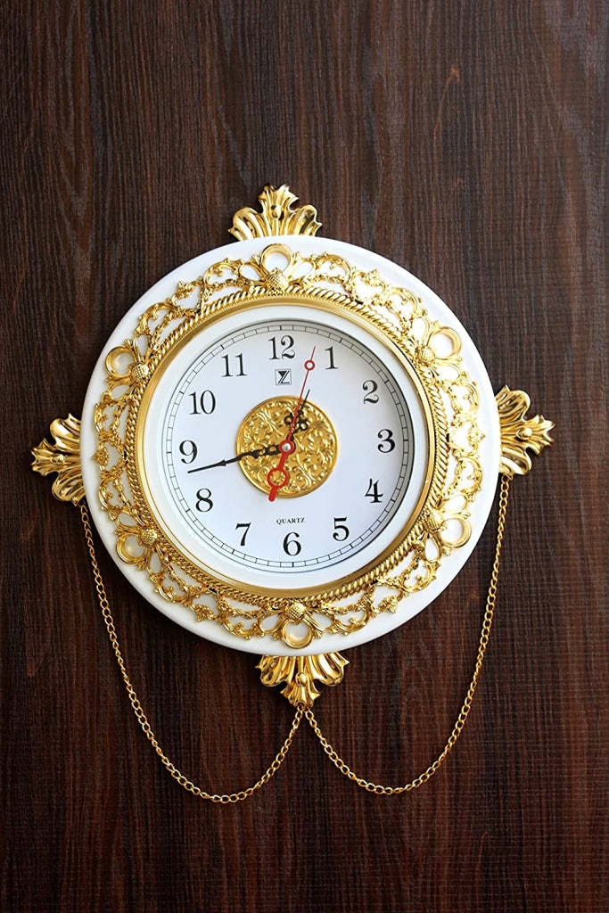 Funkytradition Royal Designer Gold Plated Premium Wall Clock For Home Office Decor And Gifts