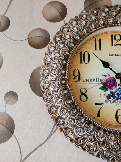 Funkytradition Royal Designer Pearl Silver Grey Wall Clock Watch Decor For Home Office And Gifts 43
