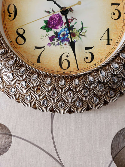 Funkytradition Royal Designer Pearl Silver Grey Wall Clock Watch Decor For Home Office And Gifts 43