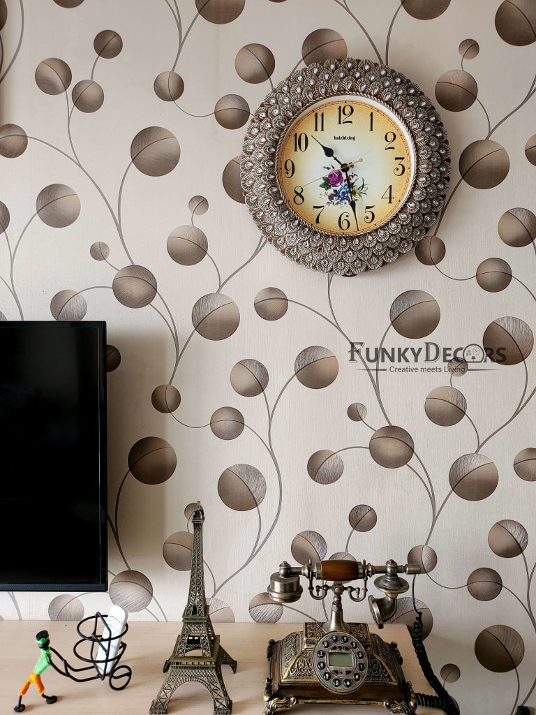 FunkyDecors Royal Designer Pearl Silver Grey Wall Clock Watch Decor For Home Office And Gifts 43