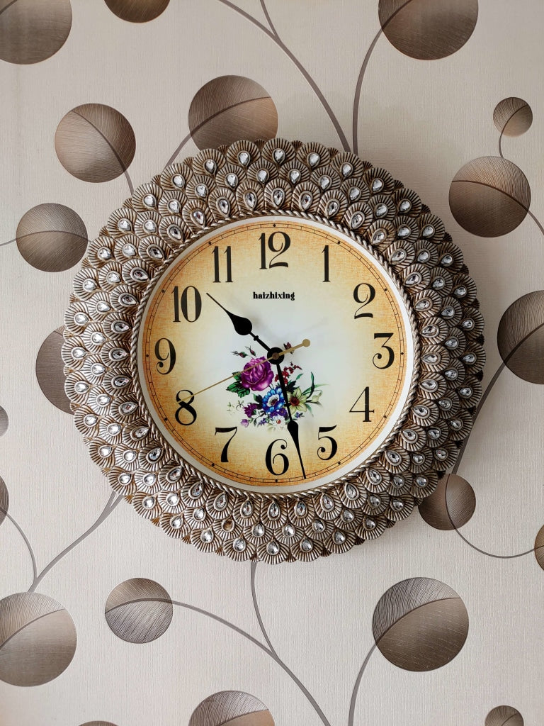 FunkyDecors Royal Designer Pearl Silver Grey Wall Clock Watch Decor For Home Office And Gifts 43