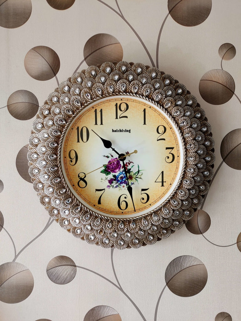 1800 French Pocket-Watch Shaped Wall Hanging Tôle Clock with Floral Décor |  Chairish