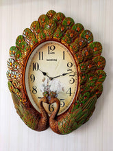 Load image into Gallery viewer, Funkytradition Royal Green Peacock Wall Clock For Home Office Decor And Gifts 60 Cm Tall Clocks
