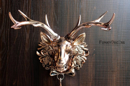 Funkytradition Royal Metallic Color Dual Hanging Reindeer Wall Clock| Watch | Clock For Home Office