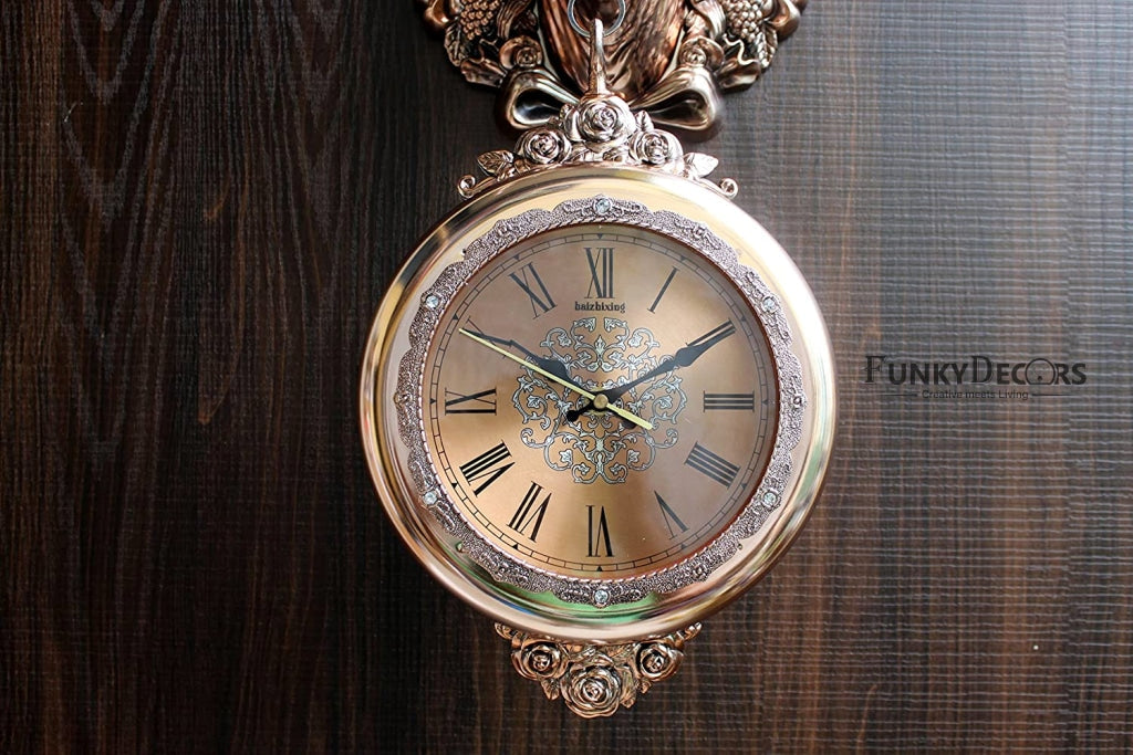 Funkytradition Royal Metallic Color Dual Hanging Reindeer Wall Clock| Watch | Clock For Home Office