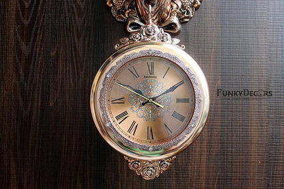Funkytradition Royal Metallic Color Dual Hanging Reindeer Wall Clock| Watch | Clock For Home Office