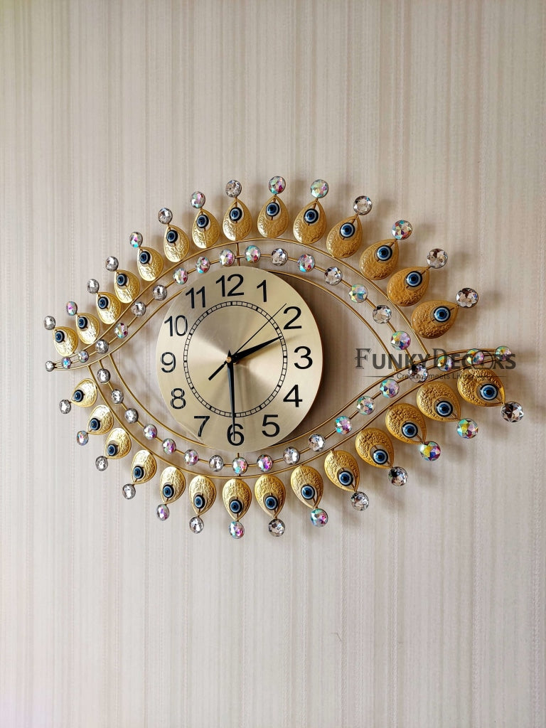 Funkytradition Royal Multicolor 3D Big Boss Eye Wall Clock For Home Office Decor And Gifts 50 Cm