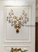 Load image into Gallery viewer, Funkytradition Royal Multicolor Reindeer Metal Wall Clock For Home Office Decor And Gifts 70 Cm Tall
