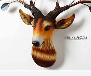 Funkytradition Royal Multicolor Reindeer Metal Wall Clock For Home Office Decor And Gifts 70 Cm Tall