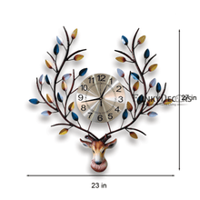 Load image into Gallery viewer, Funkytradition Royal Multicolor Reindeer Metal Wall Clock For Home Office Decor And Gifts 70 Cm Tall
