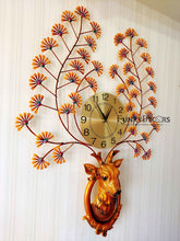 Load image into Gallery viewer, Funkytradition Royal Multicolor Reindeer Metal Wall Clock For Home Office Decor And Gifts 90 Cm Tall
