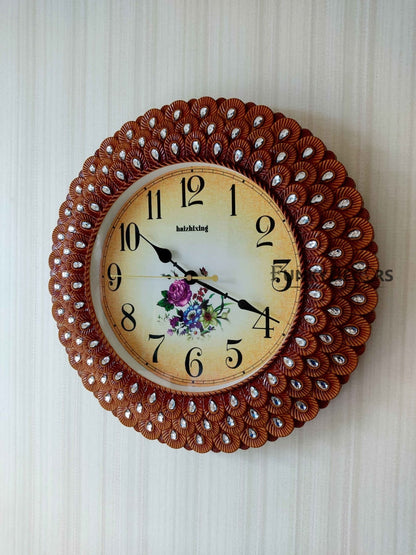 Funkytradition Royal Pearl Brown Wall Clock Watch Decor For Home Office And Gifts 43 Cm Tall Clocks