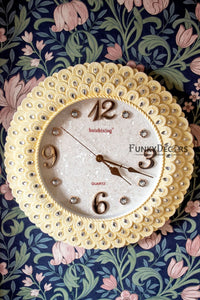 Funkytradition Royal Pearl Cream Wall Clock Watch Decor For Home Office And Gifts 43 Cm Tall Clocks
