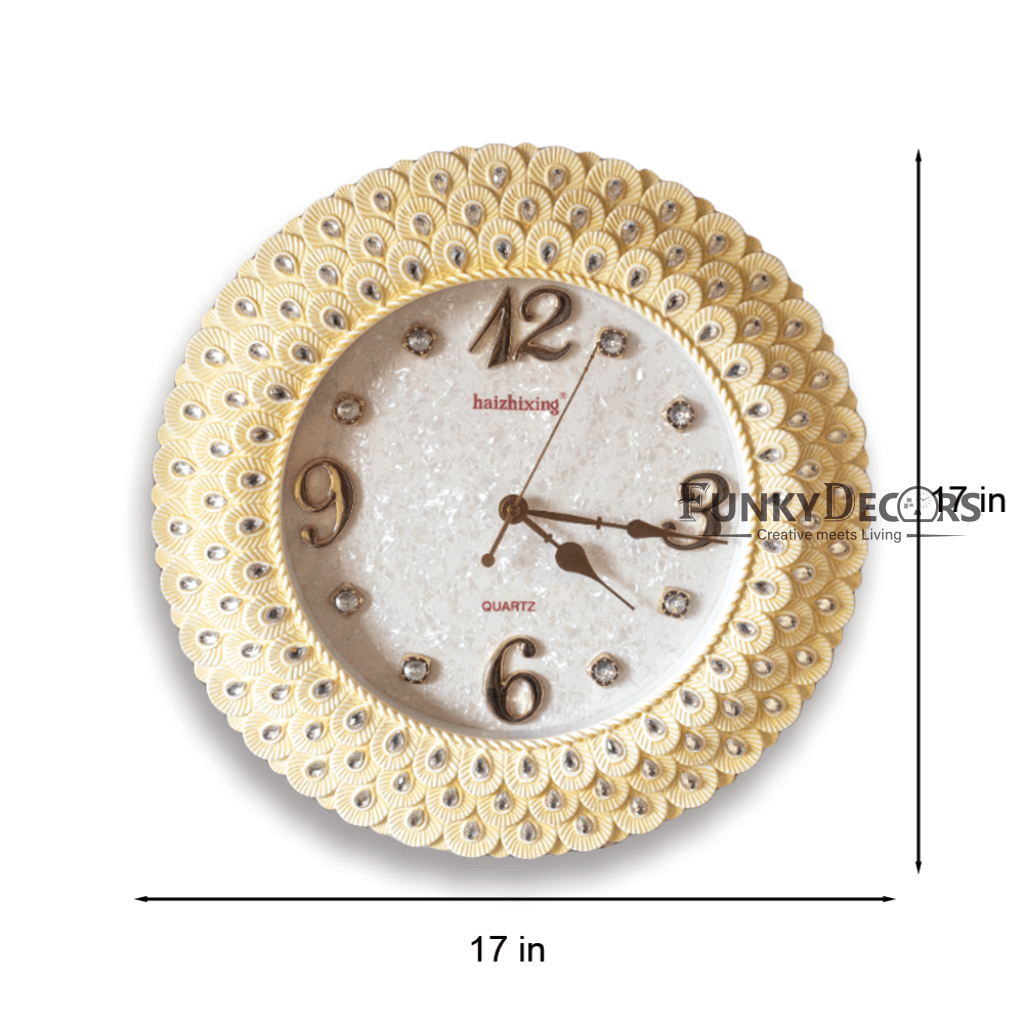 Funkytradition Royal Pearl Cream Wall Clock Watch Decor For Home Office And Gifts 43 Cm Tall Clocks