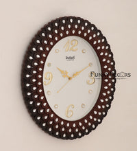 Load image into Gallery viewer, Funkytradition Royal Pearl Diamond Cherry Brown Wall Clock Watch Decor For Home Office And Gifts 47
