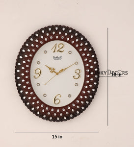 Funkytradition Royal Pearl Diamond Cherry Brown Wall Clock Watch Decor For Home Office And Gifts 47