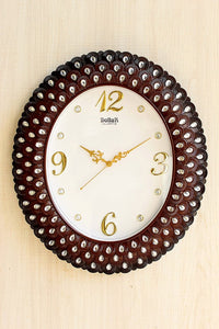 Funkytradition Royal Pearl Diamond Cherry Brown Wall Clock Watch Decor For Home Office And Gifts 47
