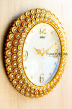 Load image into Gallery viewer, Funkytradition Royal Pearl Diamond Golden Wall Clock Watch Decor For Home Office And Gifts 47 Cm
