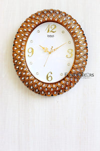 Funkytradition Royal Pearl Diamond Metal Golden Wall Clock Watch Decor For Home Office And Gifts 47