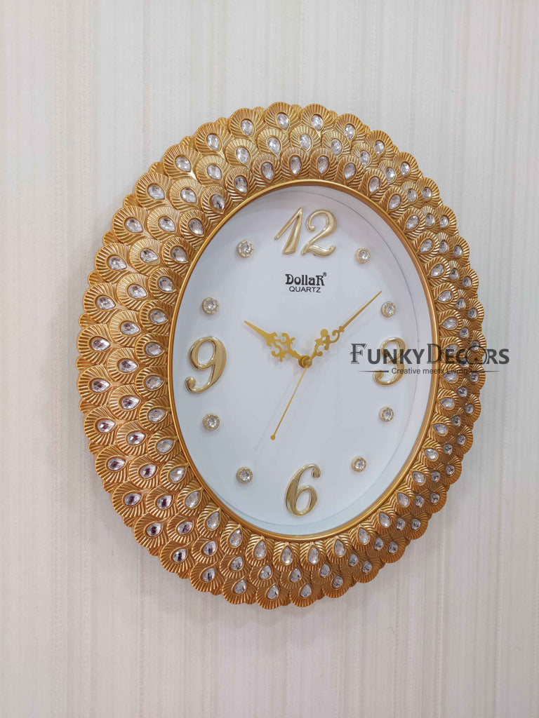 FunkyDecors Royal Pearl Diamond Multicolor Wall Clock Watch Decor For Home Office And Gifts 47 Cm