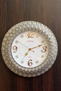 Funkytradition Royal Pearl Silver Grey Wall Clock Watch Decor For Home Office And Gifts 43 Cm Tall