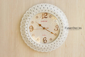 Funkytradition Royal Pearl White Wall Clock Watch Decor For Home Office And Gifts 43 Cm Tall Clocks