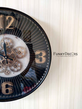 Load image into Gallery viewer, Funkytradition Royal Retro Style Metal Wall Clock With Glass Frame And Moving Gear Chronograph
