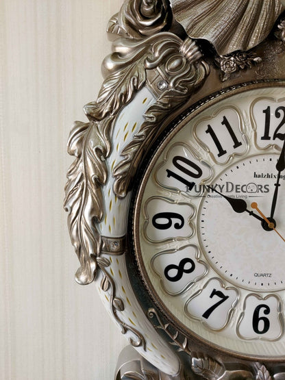 Funkytradition Royal Silver Elephant Wall Clock For Home Office Decor And Gifts 72 Cm Tall Clocks