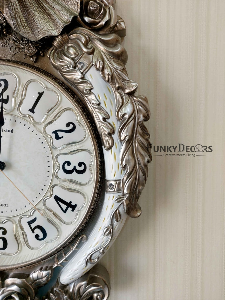 Funkytradition Royal Silver Elephant Wall Clock For Home Office Decor And Gifts 72 Cm Tall Clocks