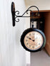 FunkyDecors Royal Wooden Antique-Look Brown Round Wall Hanging Double Sided 2 Faces Retro Station