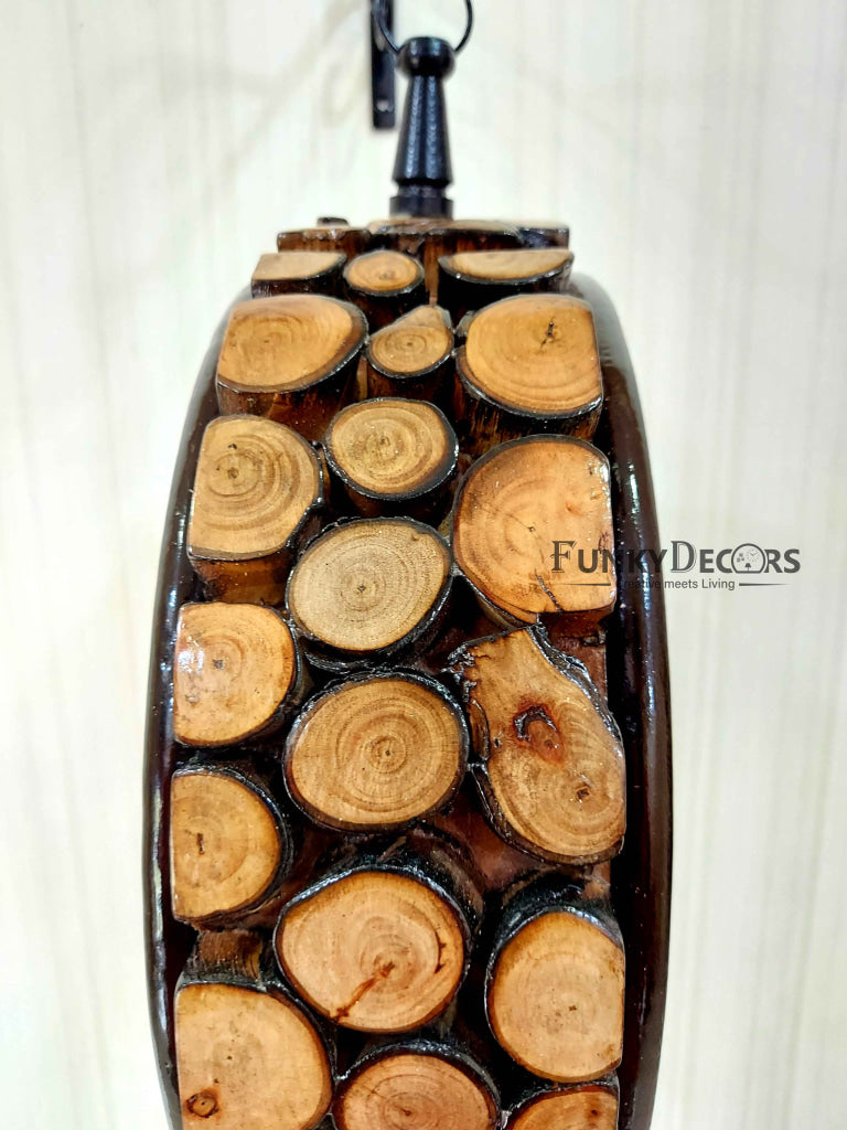 Funkytradition Royal Wooden Antique-Look Brown Round Wall Hanging Double Sided 2 Faces Retro Station