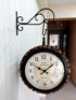 FunkyDecors Royal Wooden Antique-Look Brown Round Wall Hanging Double Sided 2 Faces Retro Station