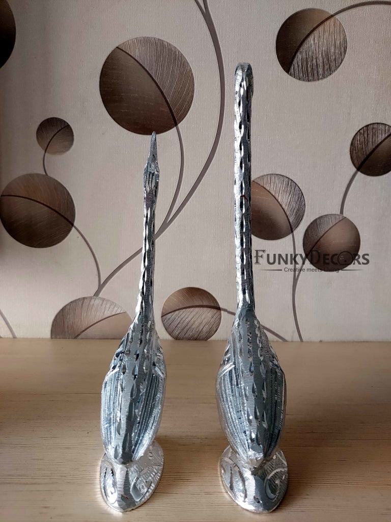 FunkyDecors Swan Love Birds Collectible Statue Metal Showpiece 28 Cm Tall Figurines
