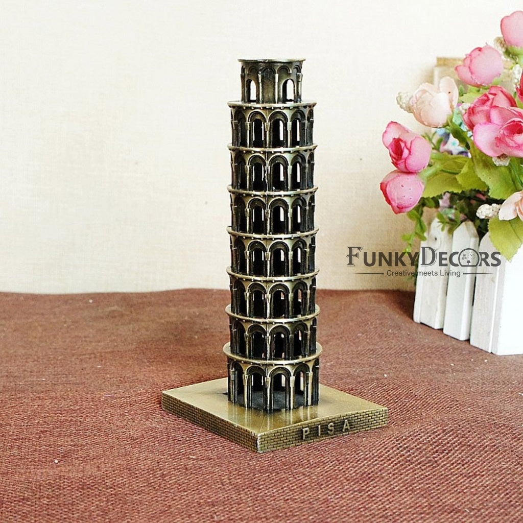 FunkyDecors Tour Souvenir Italy The Leaning Tower Of Pisa Collectible Statue Metal Showpiece
