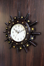 Load image into Gallery viewer, Funkytradition Vintage Battle Shield Brown Decorative Retro Round Ship Steering Shape Wall Clock
